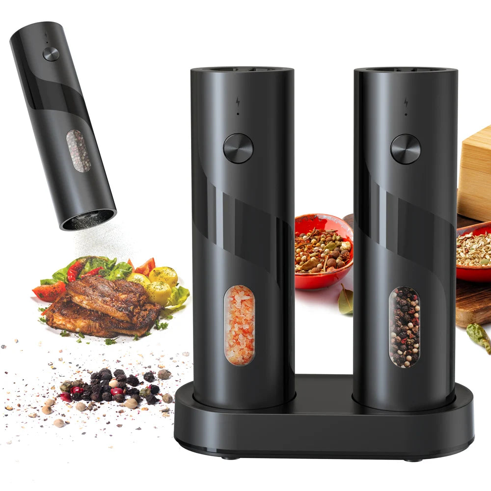 1Pc/2Pcs  Automatic Pepper Grinder Salt And Pepper Mill Adjustable Coarseness Spice Grinder with LED for Kitchen