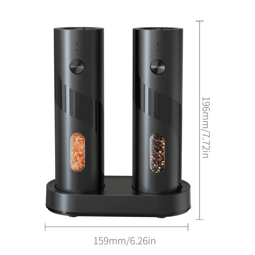 1Pc/2Pcs  Automatic Pepper Grinder Salt And Pepper Mill Adjustable Coarseness Spice Grinder with LED for Kitchen